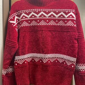 Christian Siriano Red and White Turtleneck Sweater